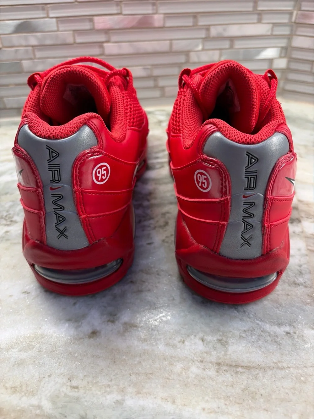 Nike Mens Bright Red Air Max 95  Style Sneakers